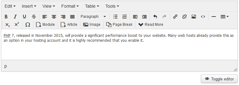 Toolbar in Joomla 3.5