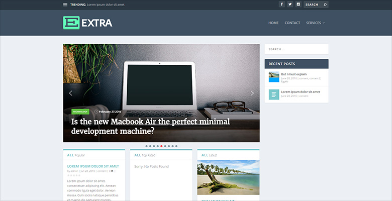 Extra WordPress theme with Smart Slider 3