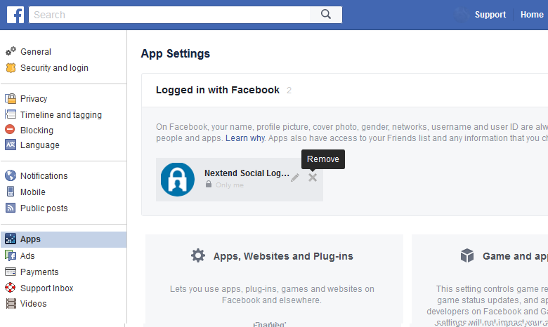 Remove Facebook App