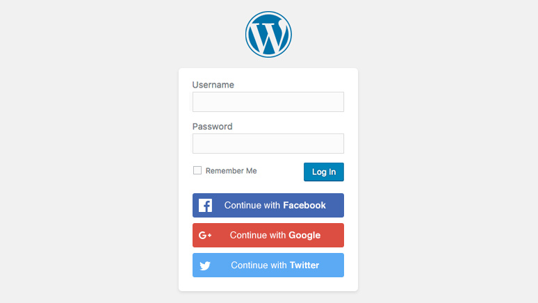 Social Login buttons on the WordPress login page