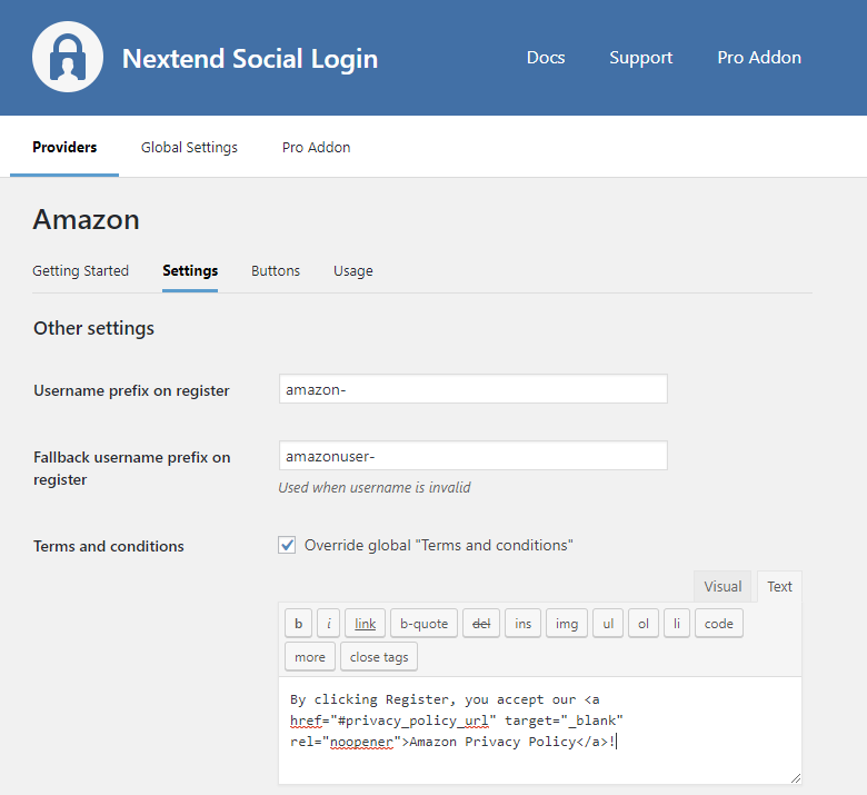 Provider Amazon Nextend Social Login Wordpress Plugin