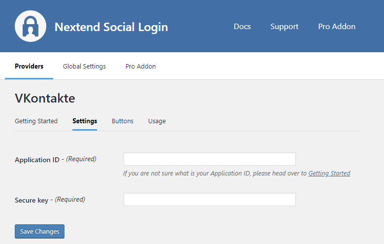 VK Provider Configuration