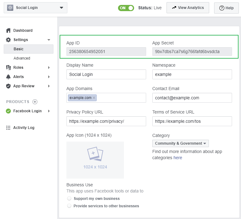 Setup Facebook Social Login