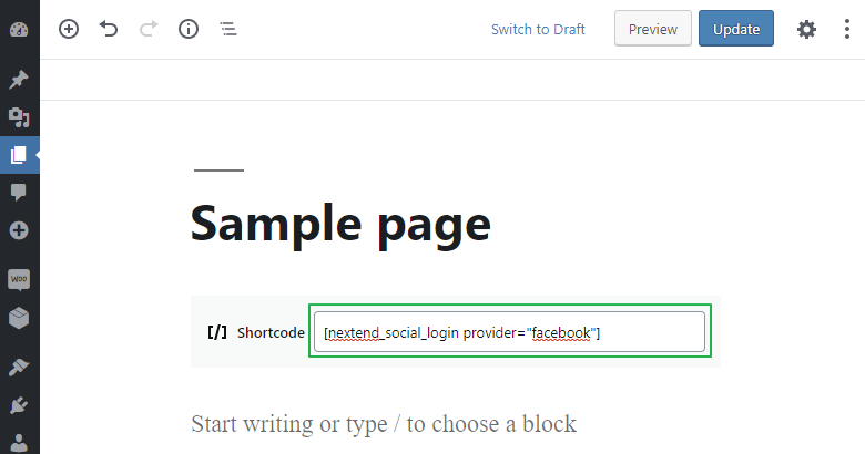 NSL - Facebook Shortcode usage