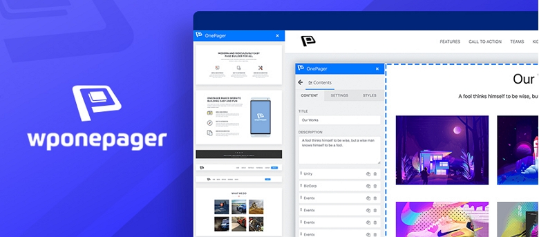 WPOnepager - a WordPress landing page plugin