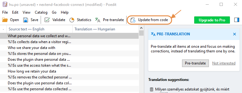 Nextend Social Login translation - PoEdit Update from Code
