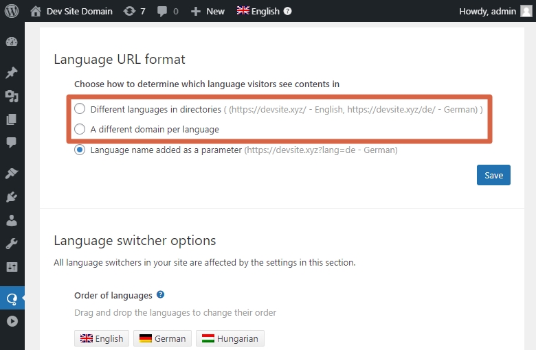 WPML Language url format