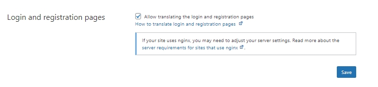 WPML Translate login page