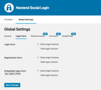 Global settings in Social Login
