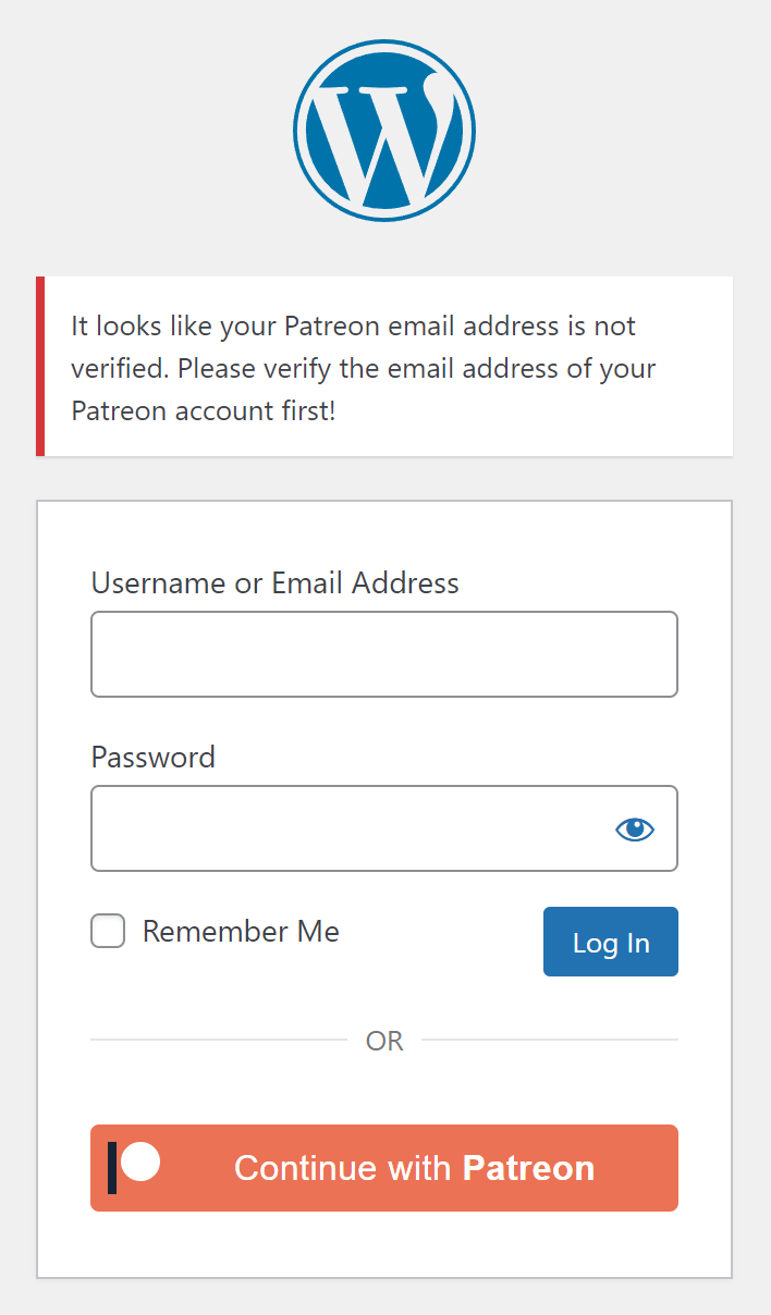 Patreon Email Not Verified Example 1